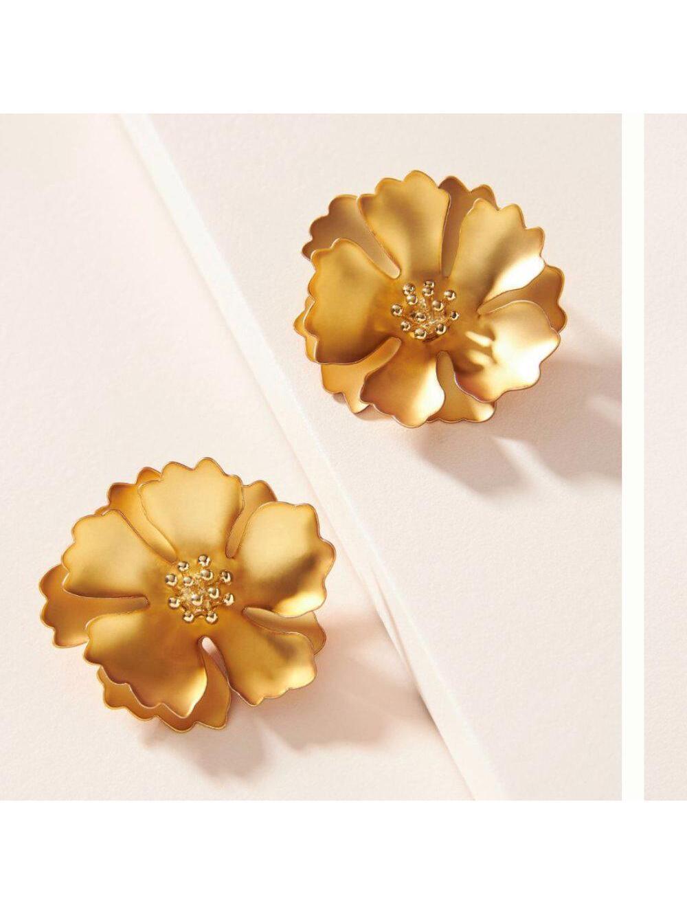 Anthropologie Camellia Post Earrings Gold